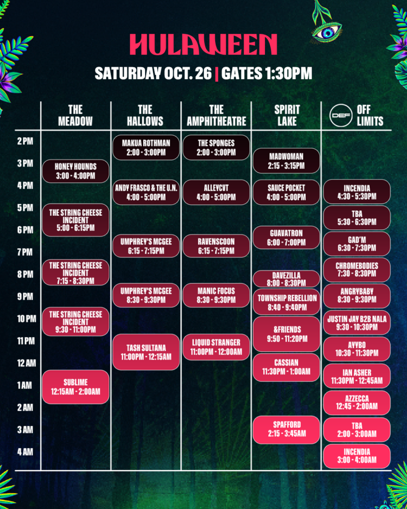 Hulaween 2024 Saturday Set Times