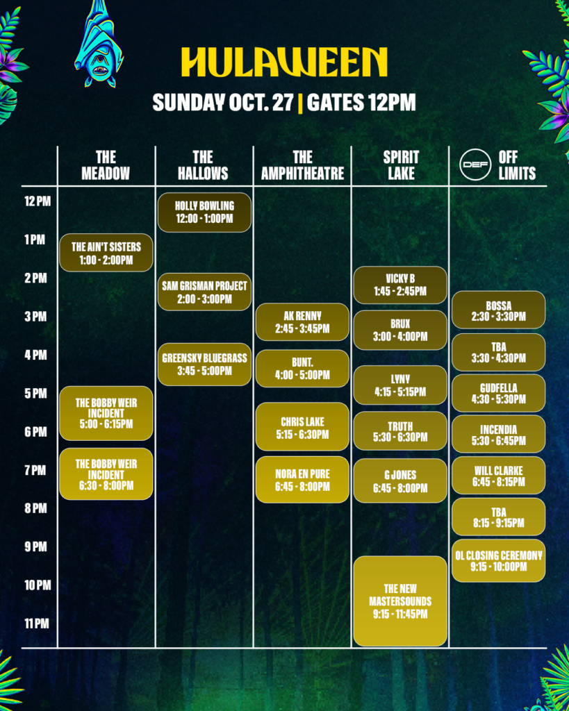 Hulaween 2024 Sunday Set Times