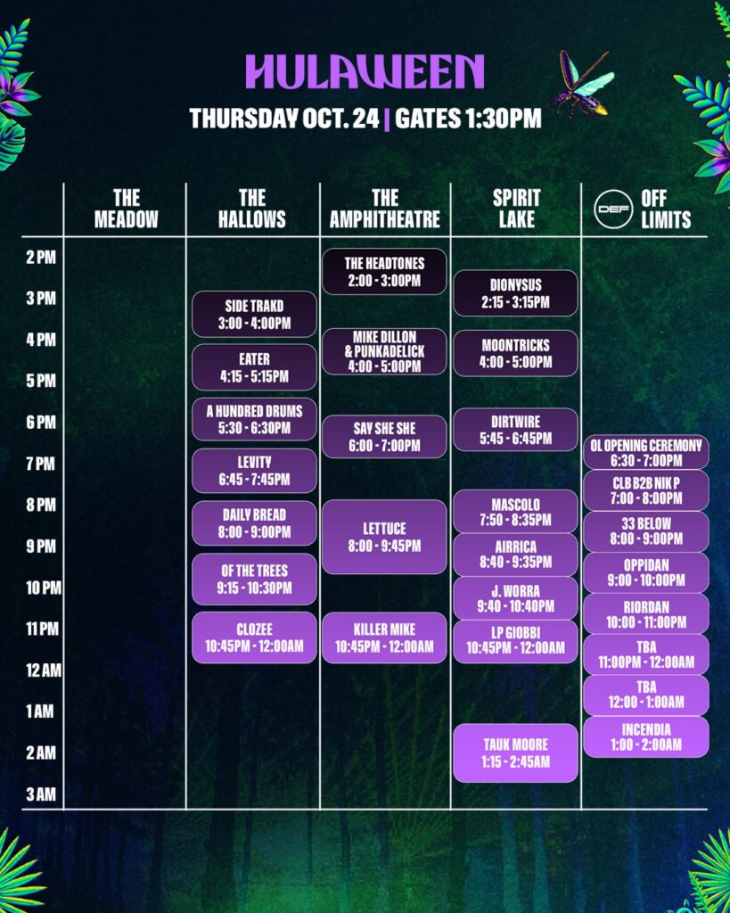 Hulaween 2024 Thursday Set Times